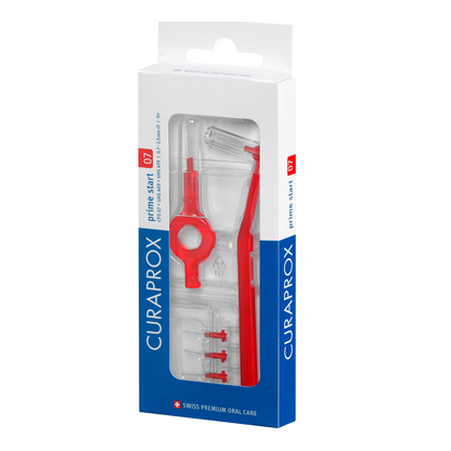Spazzolini interdentali prime start CPS 07, colore rosso, Kit con 5 spazzolini + 2 manici